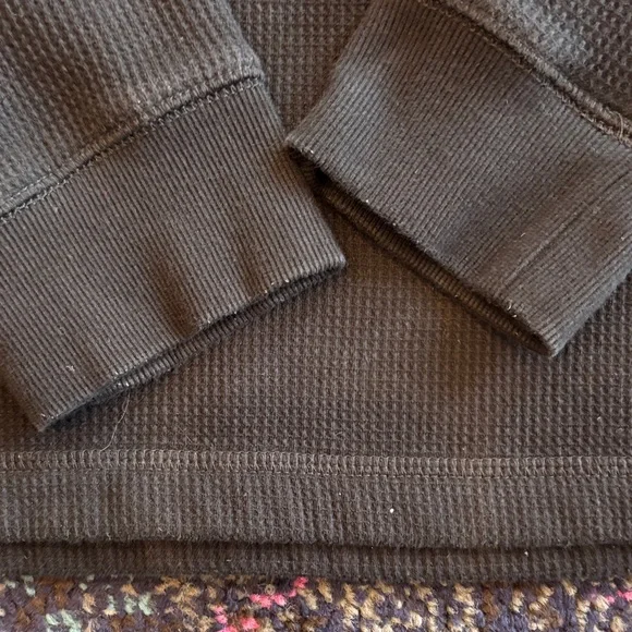 Eddie Bauer Black Long Sleeve Waffle Knit Fleece Henley Shirt - Picture 4 of 8